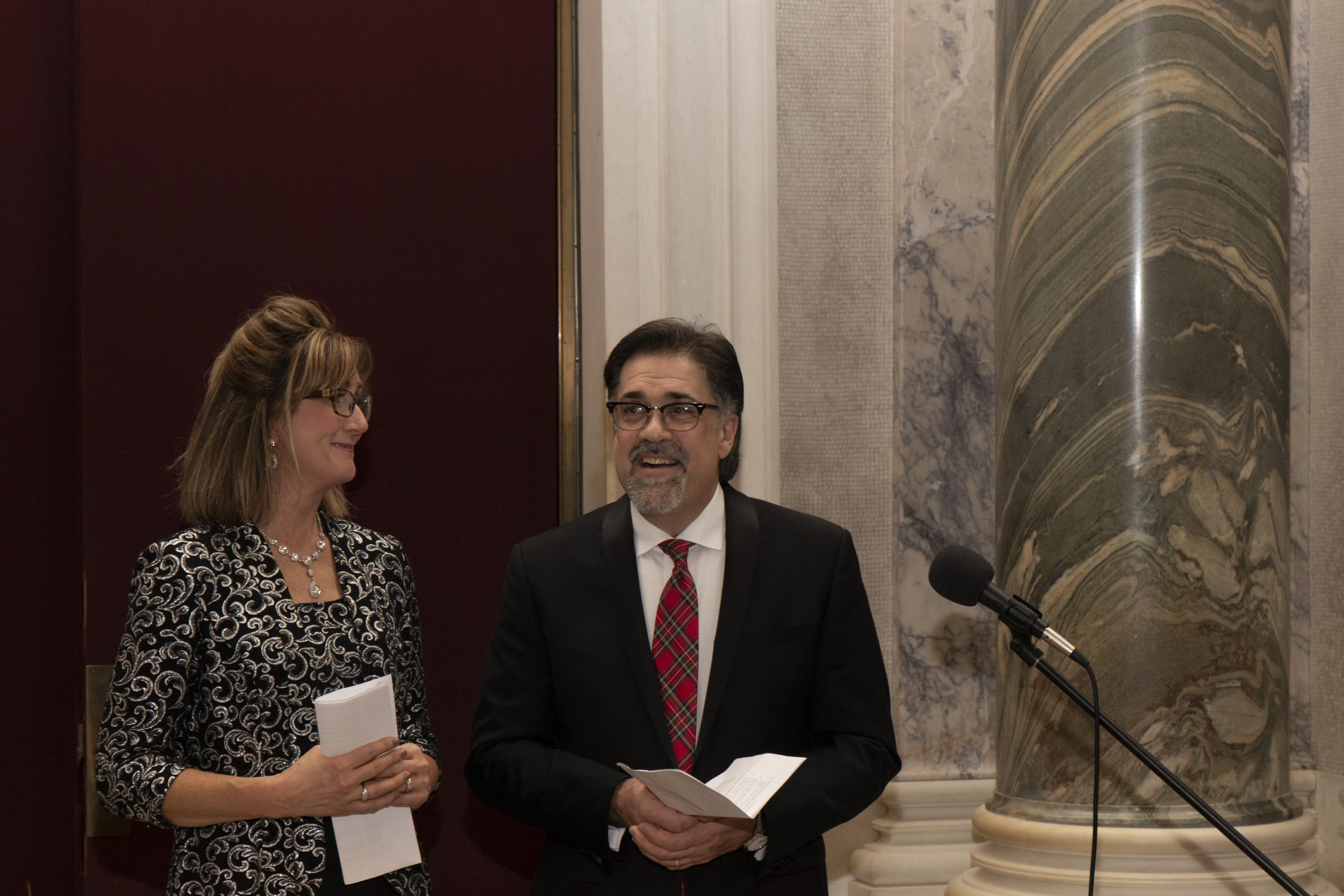 2019-MorganLibrary-Event_174 | Springbrook John and Jeanette Bryans address the audience at the 2019 "An Evening of Music" event